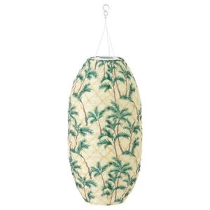 IKEA SOLVINDEN 2019 Solar Hanging Lamp Lantern Yellow Green Palm Tree 24" Oval - Picture 1 of 7