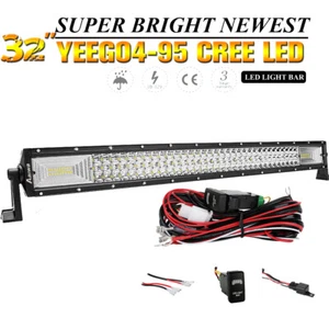 32 INCH LED Light Bar Flood Spot Combo Kit Driving OffRoad Straight Light+Wiring - Foto 1 di 12