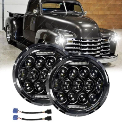 Par de faros LED redondos de 7" alto/bajo para camioneta Chevy 47-1957 C20/30 61-1974 Foto 1 de 4