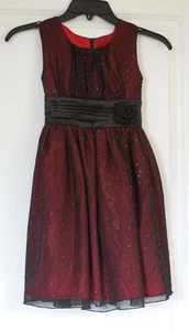 Girls Size 7 Cherokee Black & Red Sleeveless Holiday /Party Tulle Dress! EC! - Picture 1 of 7