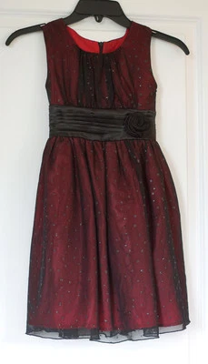 Vestido Cherokee Negro y Rojo Sin Mangas Fiesta de Navidad/Fiesta Tul Niñas 7 Foto 1 de 4