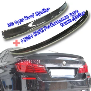 Carbon BMW F10 5-series Sedan 3D type roof + Performance type trunk spoiler M5◎ - Picture 1 of 8