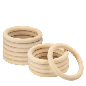 12Pcs 90mm Natural Wood Rings 10mm Thick Smooth Unfinished Wooden Circles - Picture 1 of 7