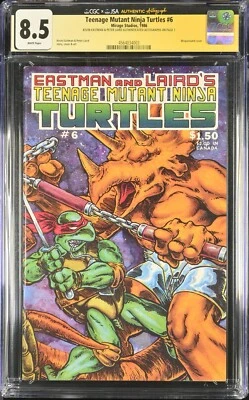 Teenage Mutant Ninja Turtles #6 CGC x JSA 8.5 Signed X2 (1986 Mirage Studios) - Image 1 of 3