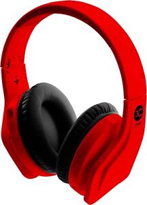 Vibe FLI Over-Ear Foldable Headphones with In-Line Microphone Portable Audio Red
