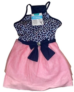 Female Dog Dress Large Leopard Print with Bow & Crystal And Tulle Tutu Dress Nwt - Picture 1 of 11