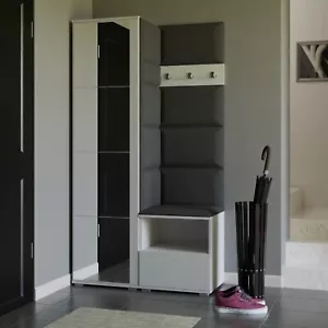 Garderoben-Set Nela I mit Spiegel Hochschrank Schuhschrank Kompaktgarderobe - Bild 1 von 32