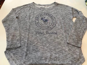 Abercrombie girl's sweater with logo and Paris France in metallic gray 15/16 - Picture 1 of 6
