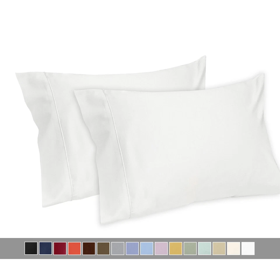 600 Thread Count 100% Cotton Solid Set of Two Pillowcase King OR Standard Sizes - Image 1 of 1