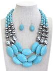 Turquoise & pearl mix 3 layer chunky necklace set GIFTS  CRUISE VACA