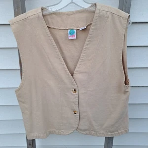 Chaleco Top Camisa Vintage Wek Mujer Grande 100% Algodón Tostado Minimalista Neutro - Imagen 1 de 7