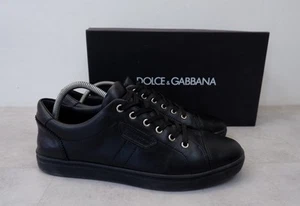 Dolce Gabbana Mens Sneakers Size Uk 8 Eu 42 Black Leather Trainers VGC - Picture 1 of 13