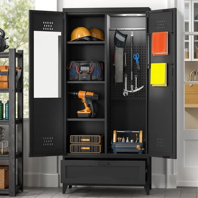 71Inch Metal Storage Cabinet Tool Cabinet with Doors & Adjustable Shelves Drawer - Image 1 of 4