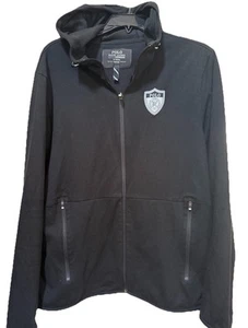Polo Ralph Lauren Jacket Hoodie Mens Sz M Double Knit Performance Full Zip Black - Picture 1 of 9