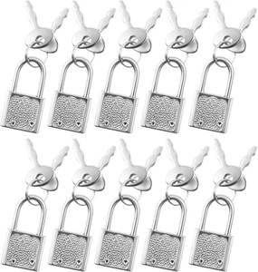 10 PZ Mini Lucchetti con Chiavi, Argento Lucchetti Bagagli per Viaggio, Gioielli, Backpa - Foto 1 di 12