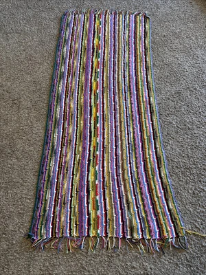 "Manta/corredor de mesa vintage afgano acrílico tejido a mano ganchillo abuela 30""x68""" Foto 1 de 4