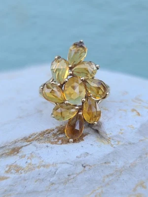 Vintage 10k Solid Yellow Gold Cocktail Cluster Ring 7size 4.9grams - Image 1 of 4