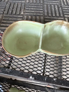 Vintage Frankoma Pottery Green MCM Divided Serving Mid Century Great Holidays - Picture 1 of 6