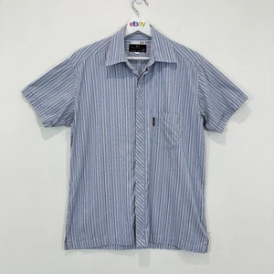 Ben Sherman Shirt Men M Slim Fit Blue Striped Button Up Italian Cloth - Picture 1 of 11
