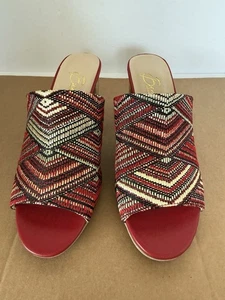 BEAACON womens sandals shoe size 9 m red multi color mule 2.5 in block heel NEW - Picture 1 of 10
