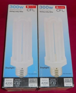 Utilitech Tri-Tube 300W EQ Daylight CFL E39 Base Light Bulb 2 Pack FAST FREE SHP - Picture 1 of 2