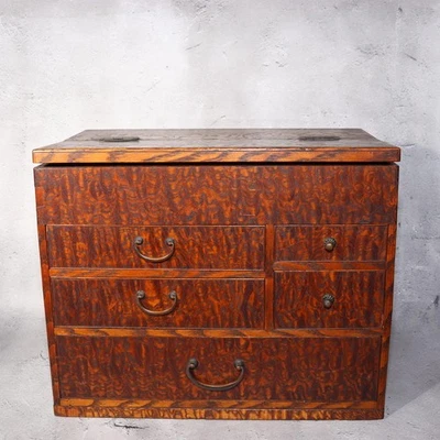 Caja de costura de madera japonesa Tansu cajonera madera Keyaki vintage Haribako Foto 1 de 4