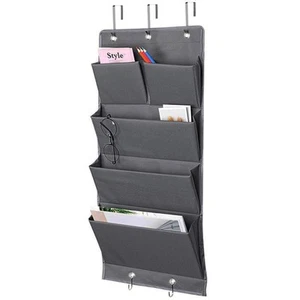 5 Pockets Over the Door Organizer and Storage Hanging with Hooks, Wall Mount ... - Picture 1 of 9