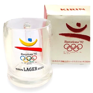 Barcelona '92 Clear Glass Cup Mug Kirin Lager Spain Olympics Games XXV Olympiad - Picture 1 of 12