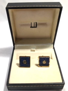 Dunhill Cufflinks Gold Blue Tone With Box Used From Japan - Picture 1 of 11