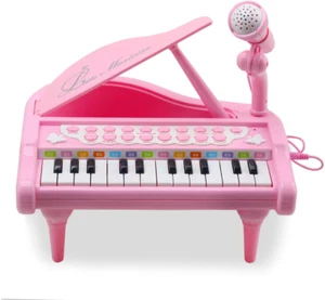 Baoli 24 Keys Electronic Little Grand Piano Toy Set with Microphone in Pink - Picture 1 of 3