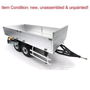 Metal Full Trailer 2 Axles For RC Hydraulic Dump Truck 1:14 Construction Vehicle - Picture 1 of 6
