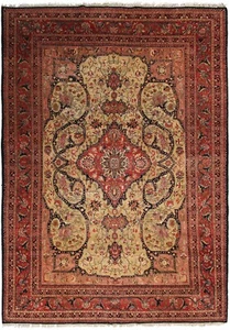 Vintage Farahann Rug Geometric Art Nouveau Rug Handmade 10x13 Gold 305x392cm - Picture 1 of 14