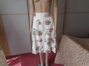 LINEA LINEN SKIRT LINED SIDE ZIP EMBROIDERED PATERN IVORY SIZE 12~~28"LONG - Picture 1 of 6