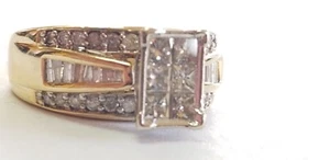 10k Solid Gold Ring With Cluster Genuine Diamonds TW 1 Carats Plus - Picture 1 of 5