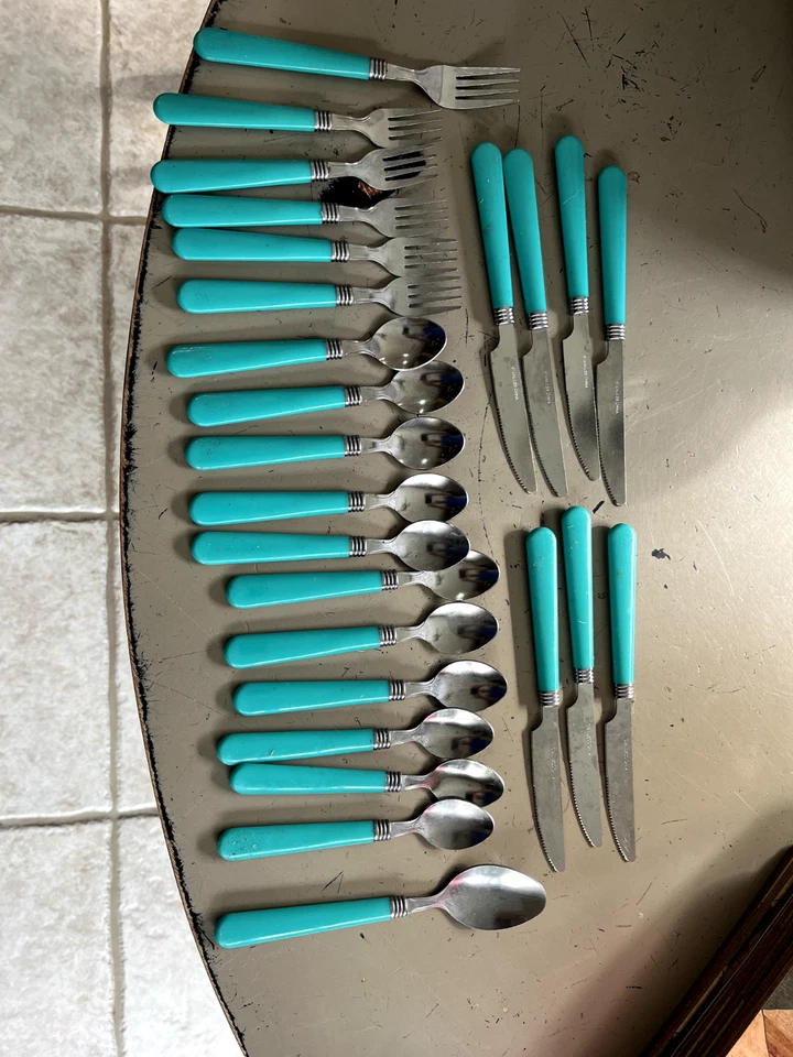 Lote de 25 cubiertos Gibson DECA-TURQUOISE acero inoxidable MCM turquesa Foto 1 de 1