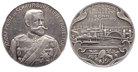 Bonn 1905 Shooting Medal  Silver Lippe City View Germany German State Cover