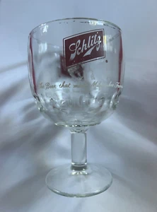 Tallo ~ Vaso de Cerveza Schlitz ~ Cáliz con Impresión en el Pulgar Espinillas ~ USADO - Imagen 1 de 4