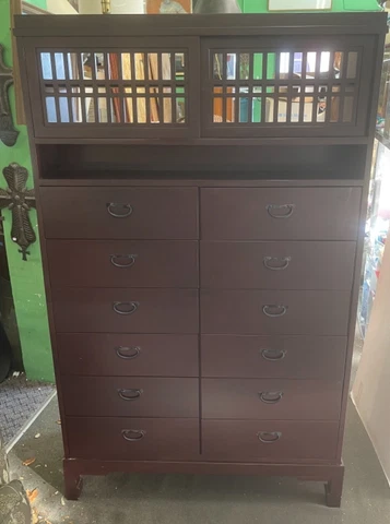 Tansu Style Media Storage Cabinet Dresser Holds 1080 CD"s Cover