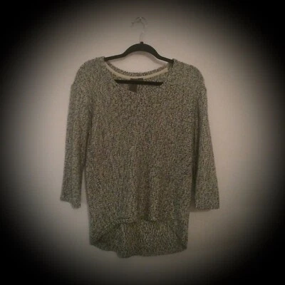 Suéter drapeado tejido negro/beige Quinn para mujer, talla M, ¡EXCELENTE ESTADO! Foto 1 de 4