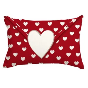 Red Valentines Pillow Covers 12x20 Love Heart Decorative Valentine Pillow Cas... - Picture 1 of 7