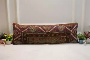 Purple and Green Colors Vintage Lumbar Pillow Case, 12x36 inc Bedroom Design Pil - Picture 1 of 8