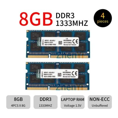 16GB 2x 8GB 4GB 2GB DDR3 PC3-10600S KVR1333D3S9/8G Laptop RAM Per Kingston IT - Immagine 1 di 4