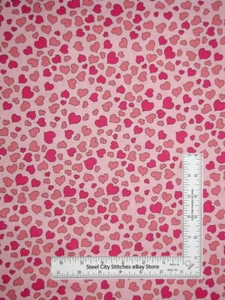 Heart Fabric Loralie Designs Hearts Pink Valentines Day Love Cotton By The Yard - Picture 1 of 1
