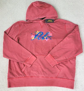 Polo Ralph Lauren Men Floral Logo Pullover Hoodie Hawaiian Red XXL/ 2XL New - Picture 1 of 9