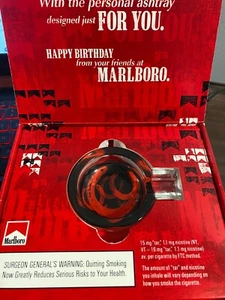 Vintage Marlboro Glass Ashtray Horseshoe Theme Birthday Promotional Item NEW - Picture 1 of 2
