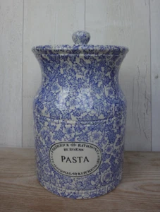 Vintage Frederick Rathbone Burgess Blue chintz Pasta storage jar with lid - Picture 1 of 5