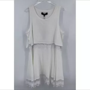 Vestido sin mangas Thakoon de encaje bordado blanco tejido malla línea A falda nuevo X-Grande XL - Imagen 1 de 6