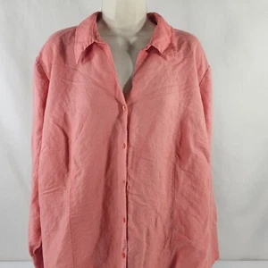 Finity Women Top Blouse Size 26/28 Collared Long Sleeve Buttons Front Peach - Picture 1 of 11