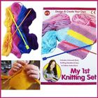 My First Knitting Set Coloured Wool Needles Childrens Crafts Kit Girls Kids
