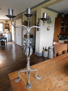 Candelabro LG Pesado Vintage Primitivo Hierro Forjado-Alemania - Imagen 1 de 8